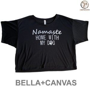 (40% OFF) Canvas Dog Mom Namaste Graphic Black Crop Top